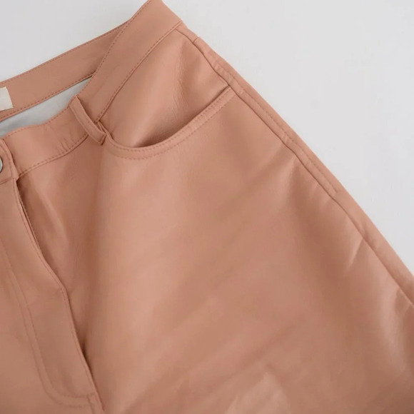 Aritzia Wilfred The Melina Pant Terracotta  Vegan Leather Straight Leg 8 - Picture 10 of 13